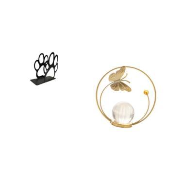 Imagem de Fenteer Organizador de Lenços de Cristal com Pata de Cachorro Chique, Escultura de Metal, Enfeite de Mesa para Decoração de Casa, Café, Hotel, Sala de Estar,