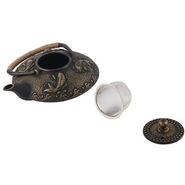 Imagem de GLOGLOW Chaleiras Elétricas Bule de Ferro Fundido, 0,9L Kettle Tea Pot Japonês Ferro Fundido Tule de chá de chá de de Chaleira Decoração da Decoração da