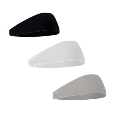 Imagem de Bandanas esportivas para homens e mulheres faixas elásticas com absorção de umidade, faixa de transpiração atlética para corrida, ioga, treino, 3 peças