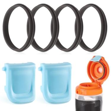 Imagem de 2 peças de clipes de vedação de substituição para garrafa de água Gatorade GX, com 4 anéis de vedação de tampa de silicone, sem BPA, fecho de garrafa, fecho de garrafa, peças de acessórios (azul claro