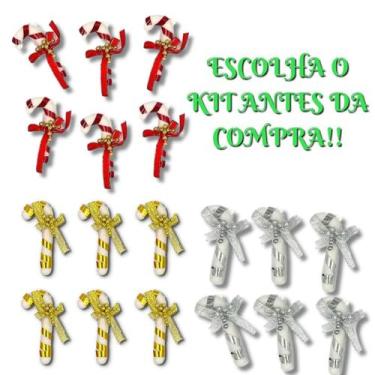 Imagem de Bengala Pendente De Arvore De Natal Prata 7cm Com 6 - NATAL NATALINO T