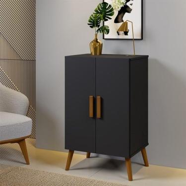 Imagem de Organizador Cali Base Madeira Maciça E Mdf 2 Portas Cor:preto