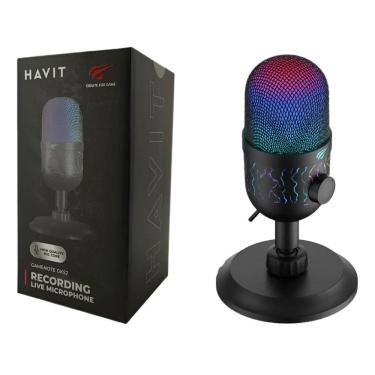Imagem de Microfone Gamer Usb Mesa Havit Gk52 Rgb Omnidirecional Preto