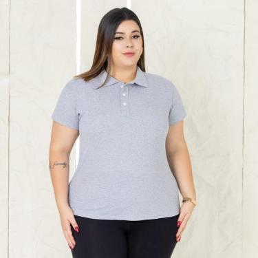 Imagem de Camisa Gola Polo Plus Size Feminina Ótimo Acabamento Tecido Premium - 