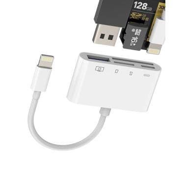 Imagem de Kefiany Adaptador de leitor de cartão micro SD Lightning para USB SD 4 em 1 para iPhone 14 13 12 Pro Max TF Slot para cartão Porta de carregamento para iPad Air Camera Flash Drive OTG Memory Stick