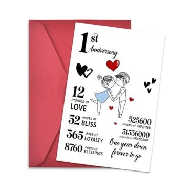 Imagem de yaozeio 1º cartão de aniversário de casamento para casal, esposa, marido, aniversário de 1 ano, presentes românticos para namorado, namorada, presente de aniversário de Natal para ele, ela, presente
