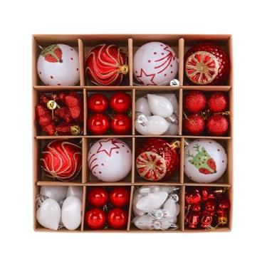 Imagem de shamjina 65 pingentes decorativos para pendurar na árvore de Natal, ideais para guirlandas e arranjos natalinos, Vermelho Branco
