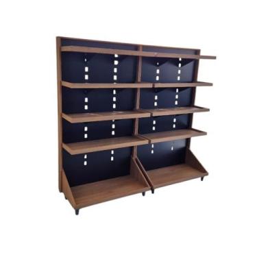 Imagem de Gondola Parede 170 Madeirado Ate 2 Metros 10 Bandejas - Artlux