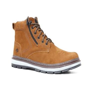 Imagem de Bota Coturno Casual em Couro Bell Boots com Cadarço Ziper Lateral e So