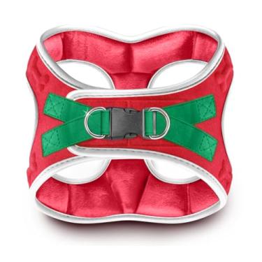 Imagem de Peitoral para cães de Natal com ajuste confortável – Arnês festivo para cães e filhotes de cachorro para todos os climas | ajustável, acolchoado macio, sem puxão, para cães pequenos e médios, fácil de