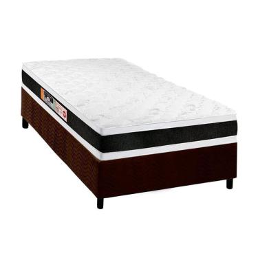 Imagem de Cama Box Solteiro: Colchão Espuma D45 Castor Black E White Air Double Face + Base Brown(88X188)