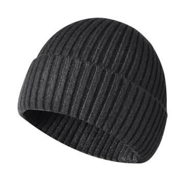 Imagem de Chapéus quentes de inverno para homens/mulheres Gorros de malha Respirável e macio Gorro Chapéus Variedade de cores Aba estendida Gorro de malha grosso, macio e elástico