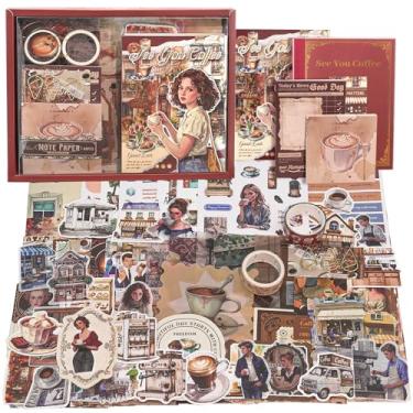 Imagem de Kit de suprimentos para álbuns, kit de scrapbook vintage de estética de café para Bullet Junk Journal A6 Grid Notebook Papelaria Materiais de Diário DIY Artesanato Aniversário Presentes de Férias para