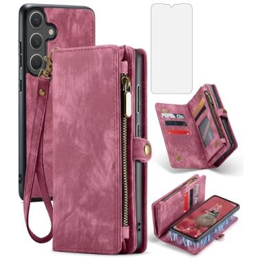 Imagem de Asuwish Capa de celular para Samsung Galaxy S25 FE 5G com zíper carteira magnética destacável com protetor de tela de vidro temperado e suporte de cartão flip de couro PU celular S 25 EF S25FE 25S