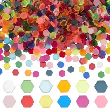 Imagem de WEBEEDY Mosaico de vidro de 200 g para artesanato, peças de vidro transparente em formato hexagonal para projetos de mosaico, kit de suprimentos para adultos, iniciantes, lâmpada de casa, presente de