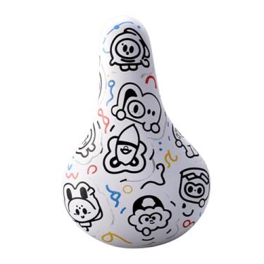 Imagem de KiBcsLic Selim Infantil para Bicicleta com Absorção de Impacto, Antiderrapante, Design de Desenho Animado E Confortável para Ruas de Paralelepípedos, linhas pretas