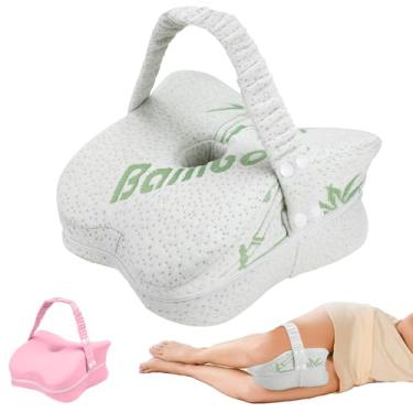 Imagem de Almofada de joelho para quem dorme de lado e alívio da ciática, duas capas laváveis na máquina e forro interno protetor, travesseiro de perna de espuma viscoelástica com alça removível e ajustável