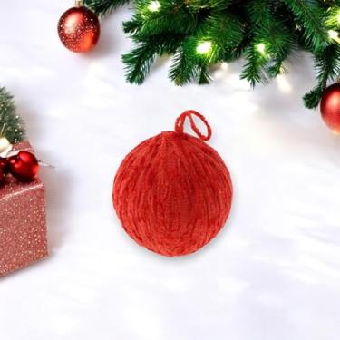 Imagem de Generic 1 peça de bolas de Natal ornamentos de feltro redondo fio de bola de enrolamento vermelho 6 cm