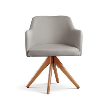 Imagem de Kit 02 Poltronas Eros Base Giratória De Madeira Cor:linho Cinza Claro 101