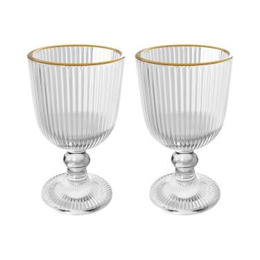 Imagem de Conjunto 2 Taças De Vidro Com Fio De Ouro 380 Ml Lines Wolff