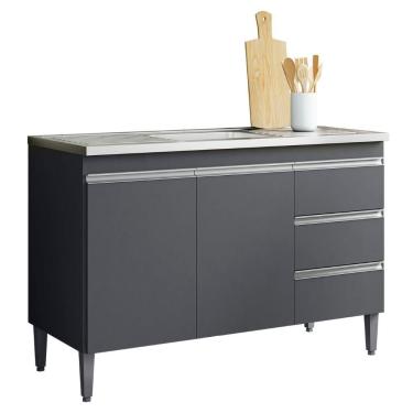 Imagem de Balcão Para Pia Andréia 100 Cm 2 Portas Cinza Ajl