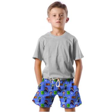 Imagem de Shorts Infantil Bermuda Calção Praia Verão Game Cartoon Pixel 475 - SM