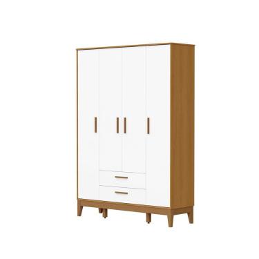 Imagem de Roupeiro Flip 4 Portas 2 Gavetas Branco Fosco Com Savana