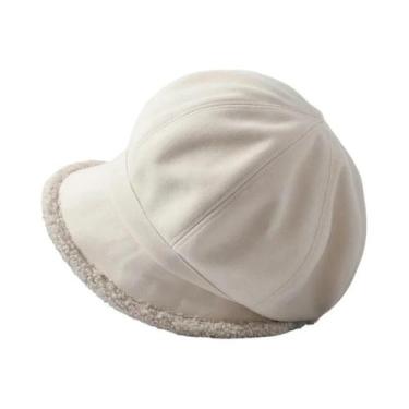 Imagem de Boina de Veludo Feminina para Inverno - Chapéu Retro Octogonal, 56cm-5