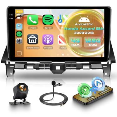 Imagem de Orderich Rádio automotivo Android 4G + 128G para Honda Accord 8º 2008-2013 com carro sem fio CarPlay Android Auto, tela sensível ao toque de 10 polegadas, espelho estéreo para carro, navegação GPS