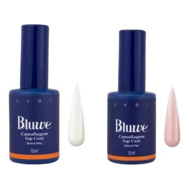 Imagem de Kit Bluwe Top Coat Camuflagem 10Ml Pink Natural +Branco Baby