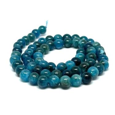 Imagem de Fio de Pedras Naturais 6mm Lapidadas para Pulseiras e Colares Contas para Artesanato e Bijuterias (Apatita Azul)