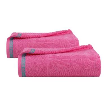 Imagem de Kit 2 Toalhas de Praia Banhão 100% Algodão - 150cm x 77cm - Alta Absorção, Estampada e Vibrante - Toalha de Piscina Beach 400g/m² (Rosa)