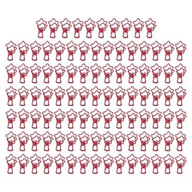 Imagem de 100 clipes de pasta em forma de estrela de metal bonito pequenos clipes de papel para documentos certificados bilhetes roupas material escolar de escritório (Vermelha)