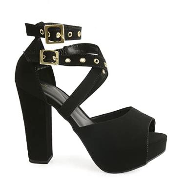 Imagem de Sandália Modarpe Meia Pata Salto Grosso Feminina M21 Cor:Preto;Tamanho:39