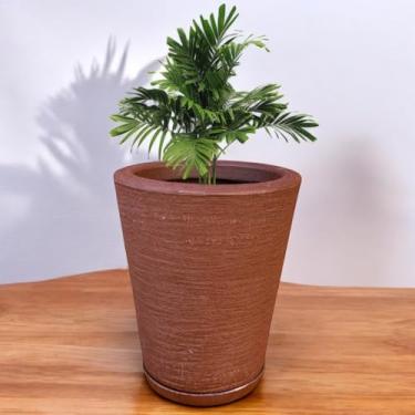 Imagem de Vaso Planta Flor Decorativo Jardim Polietileno Coluna Redonda 28x23 (Marrom)