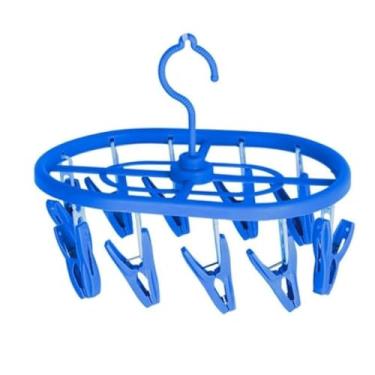 Imagem de Varal Oval com 10 Prendedores, Plástico, 23x16cm, Portátil para Secar Roupas Pequenas