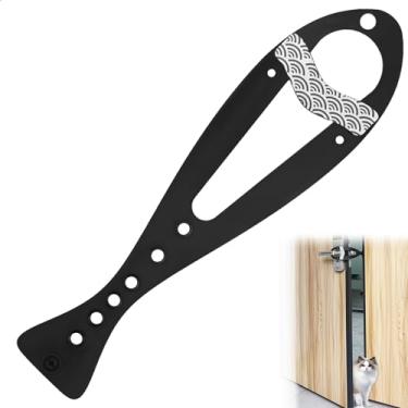 Imagem de Topiverse Trava de porta para gatos com estabilizador, suporte de porta para animais de estimação, tampa de porta ajustável para gatos em 7 tamanhos, mantenha os cães fora, deixe o gato entrar, sem