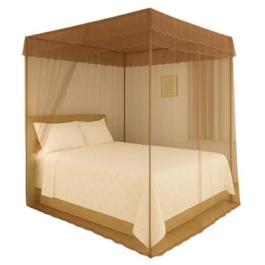 Imagem de Mosquiteiro Palácio Volta ao Mundo para Cama Casal – Sem Estrutura, Estilo Romântico, Renda Importada, Proteção Anti-Mosquito(marrom)