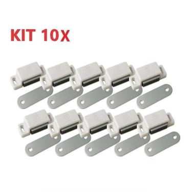 Imagem de Kit 10 Fechos Magnéticos Com Trava E ímã Branco Para Armários, Portas E Móveis Profissionais
