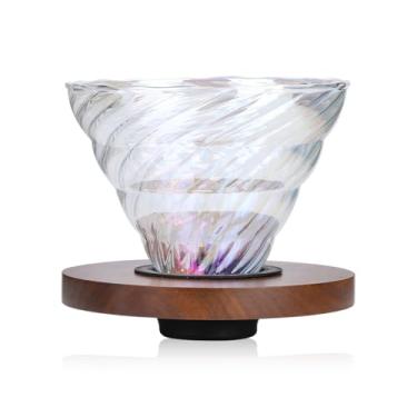 Imagem de Bule dosador para café 'Vortex Colorido', 550ml - Modelo Pançudo em Vidro de Borossilicato com Alça e Nervuras (Coador de chá Sparkling Glass)