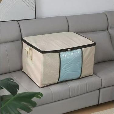 Imagem de Caixa Organizadora de TNT Respirável - 3 em 1 Antipoeira, Antiumidade e Antiinsetos, Perfeita para Closet, Guarda-Roupas, Brinquedos e Organização Doméstica (Bege 3 Unis)