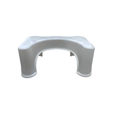 Imagem de Banquinho Auxiliar para Vaso Sanitário, Branco, Plástico, 17x22.5x39cm, Antiderrapante, Ergonômico, 382g