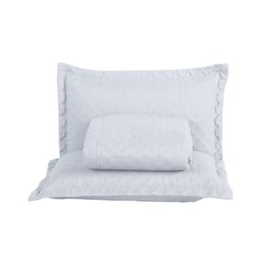 Imagem de Kit Cobre-Leito Casal King 3 Peças Attuale – Dupla Face Matelado – Branco