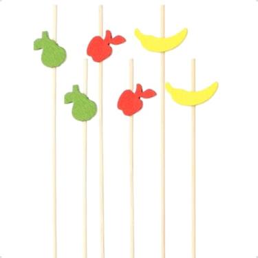 Imagem de 50 Palitos Aperitivo Bambu Espeto Decorativo Petisco Frutas