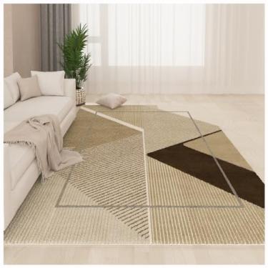 Imagem de SPXMQSS Tapetes grandes para sala de estar, antiderrapante, antiderrapante para quarto, tapetes macios de lã sintética lavável para sala de estar, quarto, escritório - fácil de limpar, bege/cinza