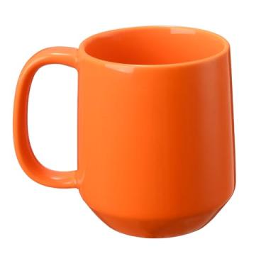 Imagem de Miicol Caneca de café de cerâmica, xícara de café grande de 473 ml, caneca de chá com alça, caneca de fundo plano para homens, mulheres, escritório, microondas e lava-louças, multicolorida, laranja