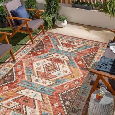 Imagem de Tapetes externos para jardim, tapetes externos para pátio, tapete externo durável reciclado lavável para quintal, varanda, deck E 50 * 80 cm