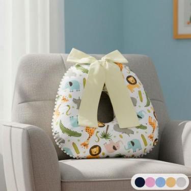 Imagem de Almofada Amamentação Pompom Com Laço Bebê Menina Menino - Maria's Baby