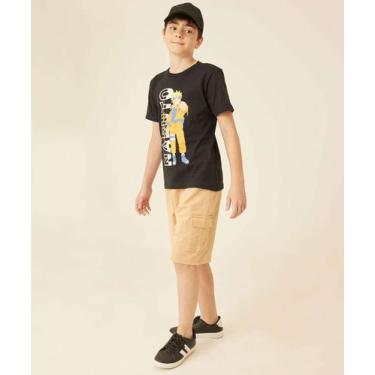 Imagem de Bermuda Infantil Moletom Bolso Cargo MR Tam 10 a 16-05329, Bege, 12