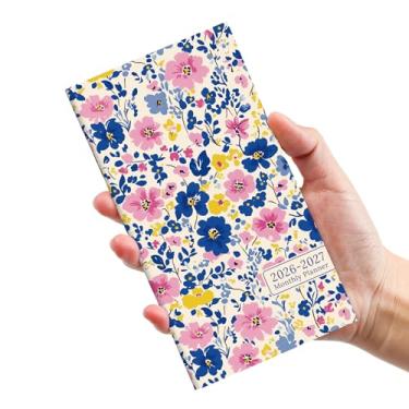 Imagem de Calendário de bolso 2026-2027 para bolsa, planejador mensal de dois anos, tamanho pequeno (16,5 cm x 9 cm) - Blooming Meadow